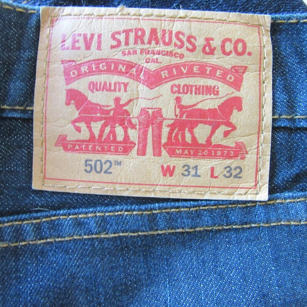 Levi's Dark Wash Blue 31 502 Straight Leg Jeans - Picture 3 of 6